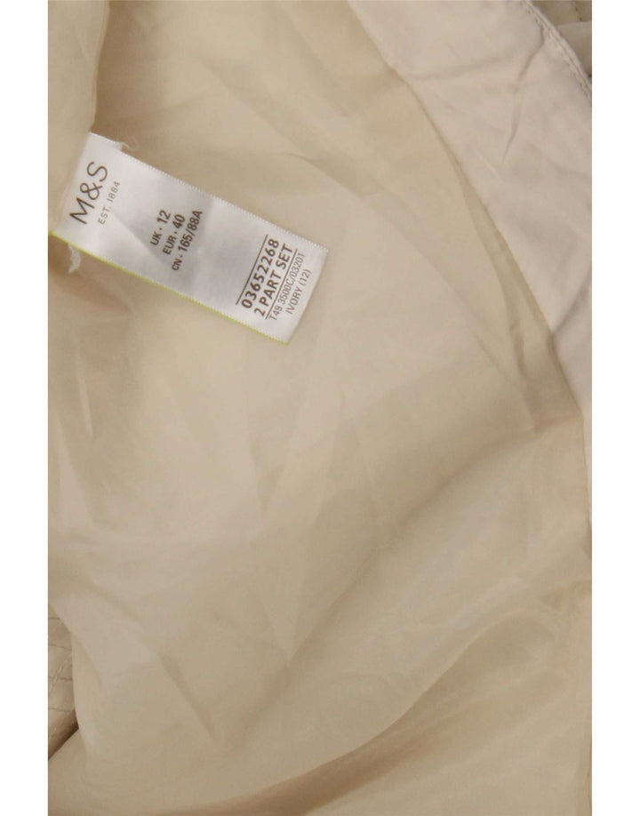 Marks & Spencer Womens Hooded Quilted Jacket UK 12 Medium White Polyester