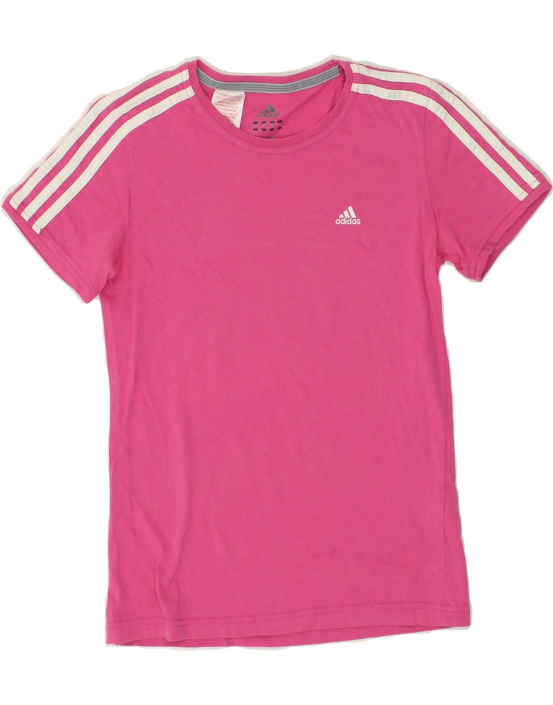 ADIDAS Girls T-Shirt Top 13-14 Years Pink Cotton | Vintage Adidas | Thrift | Second-Hand Adidas | Used Clothing | Messina Hembry 