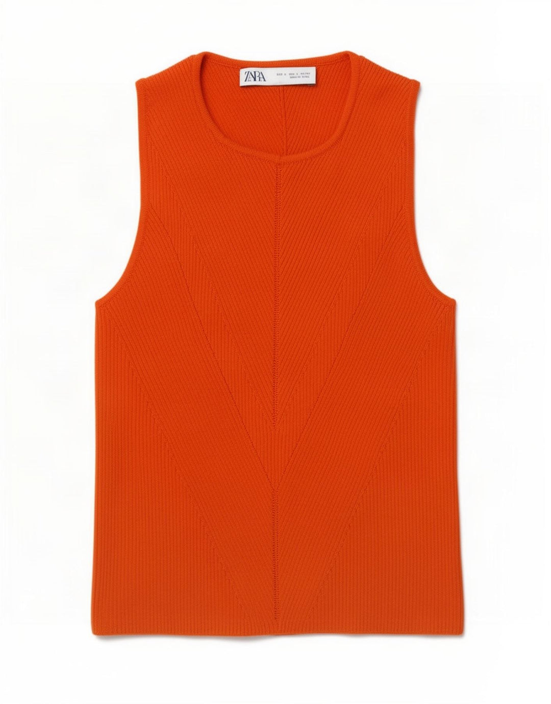 Zara Womens Crop Vest Top UK 10 Small Orange Viscose