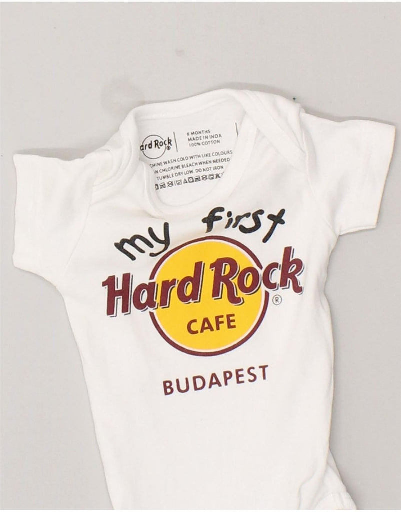 HARD ROCK CAFE Baby Boys Budapest Graphic Bodysuit 3-6 Months White Cotton | Vintage Hard Rock Cafe | Thrift | Second-Hand Hard Rock Cafe | Used Clothing | Messina Hembry 