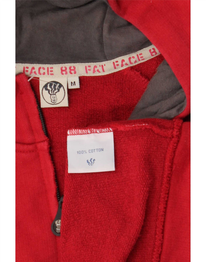 Fat Face Mens Graphic Zip Hoodie Sweater Medium Red Cotton