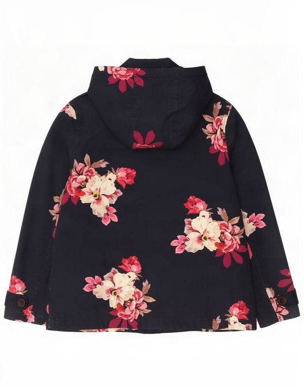 Joules Womens Hooded Rain Jacket UK 16 Large Navy Blue Floral