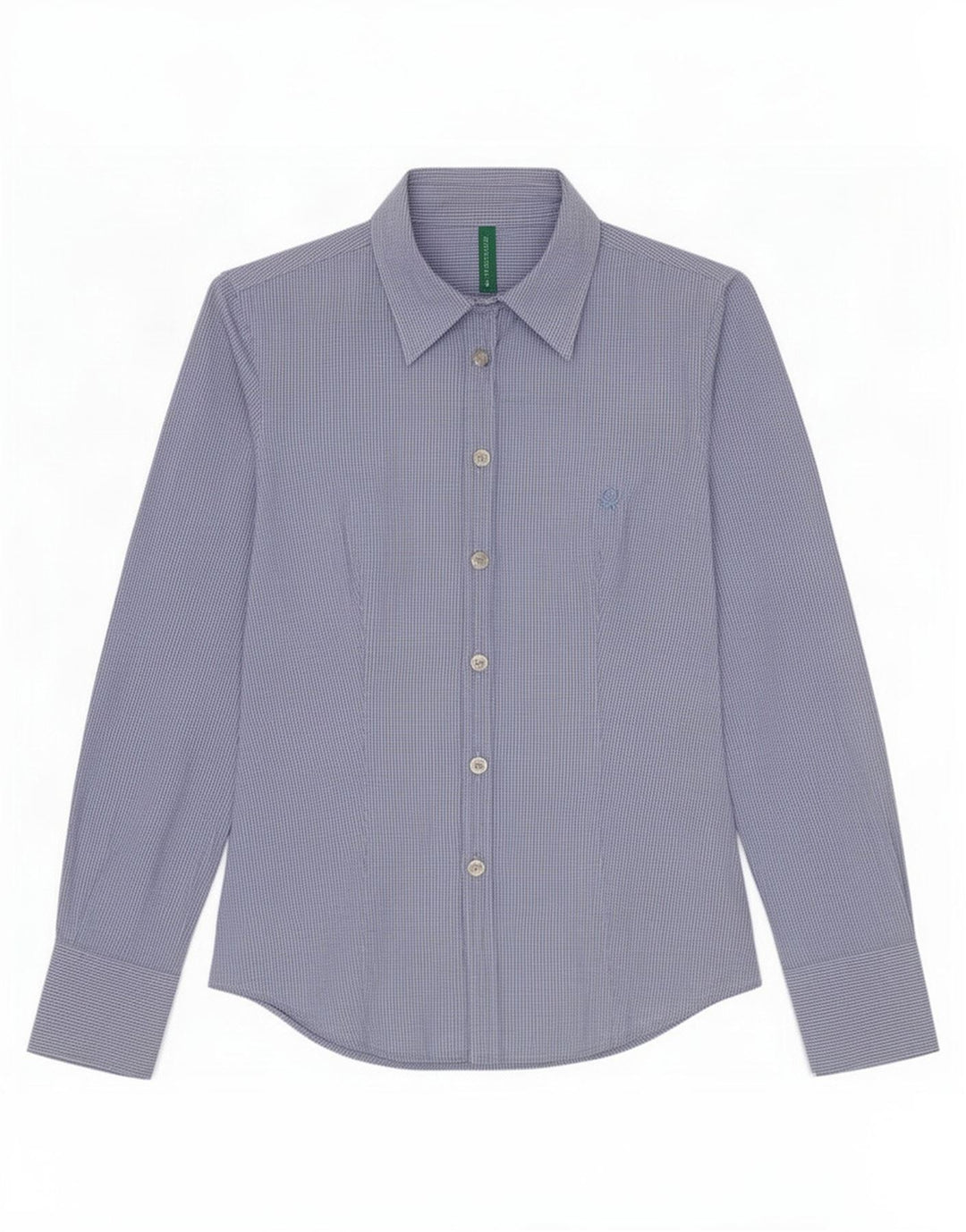 Benetton Womens Shirt UK 10 Small Blue Gingham