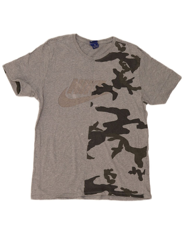 Nike Mens Graphic T-Shirt Top Large Grey Camouflage Cotton