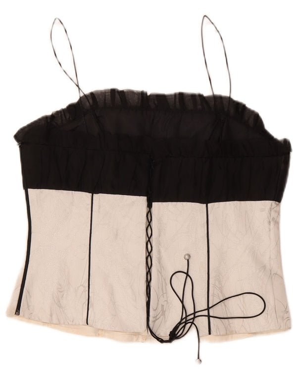 Vintage Womens Corset Top IT 48 XL Black Colourblock Polyester