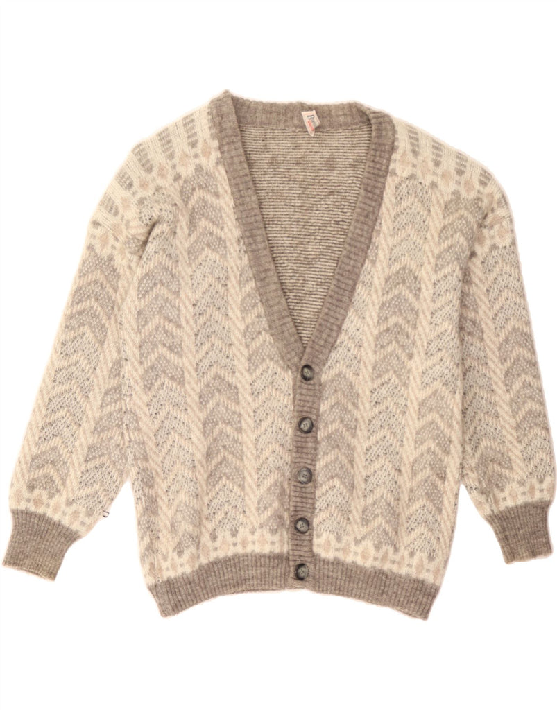 BERNHARD WAGNER Mens Cardigan Sweater IT 50 Medium Grey Geometric Wool Vintage Bernhard Wagner and Second-Hand Bernhard Wagner from Messina Hembry 