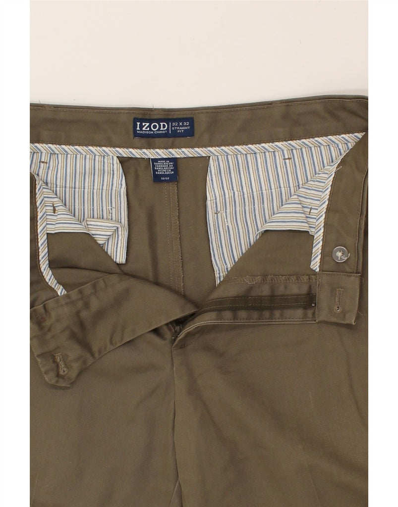 IZOD Mens Madison Straight Chino Trousers W32 L32  Khaki Cotton | Vintage Izod | Thrift | Second-Hand Izod | Used Clothing | Messina Hembry 