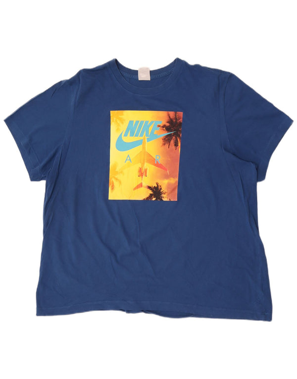 Nike Mens Graphic T-Shirt Top 2XL Blue Cotton