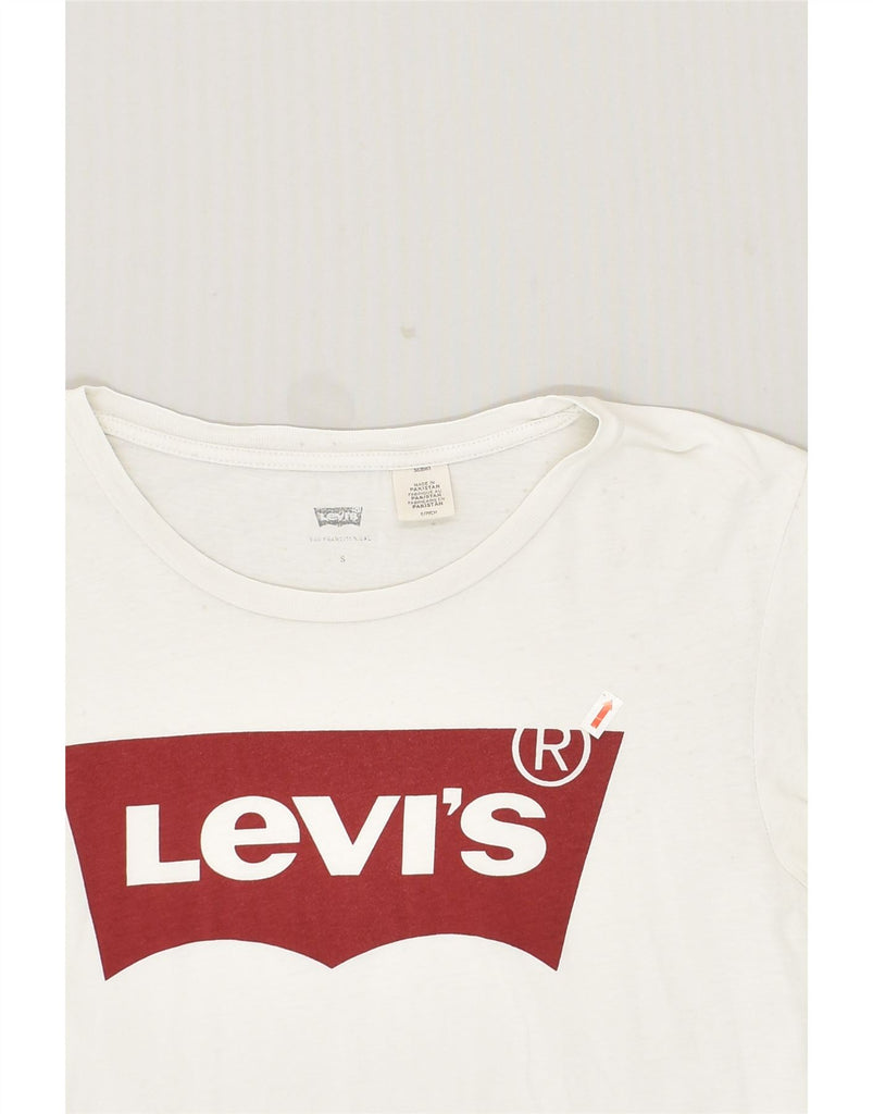 LEVI'S Womens Graphic T-Shirt Top UK 10 Small White Cotton | Vintage Levi's | Thrift | Second-Hand Levi's | Used Clothing | Messina Hembry 