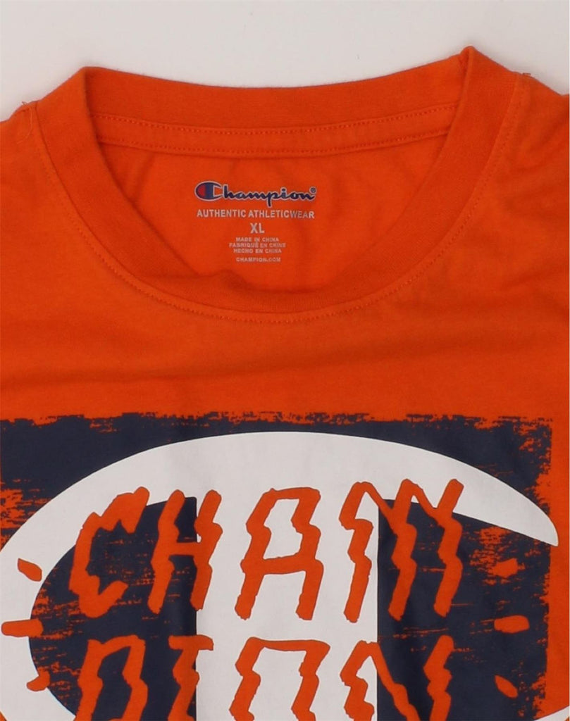 CHAMPION Boys Graphic T-Shirt Top 15-16 Years XL Orange | Vintage Champion | Thrift | Second-Hand Champion | Used Clothing | Messina Hembry 