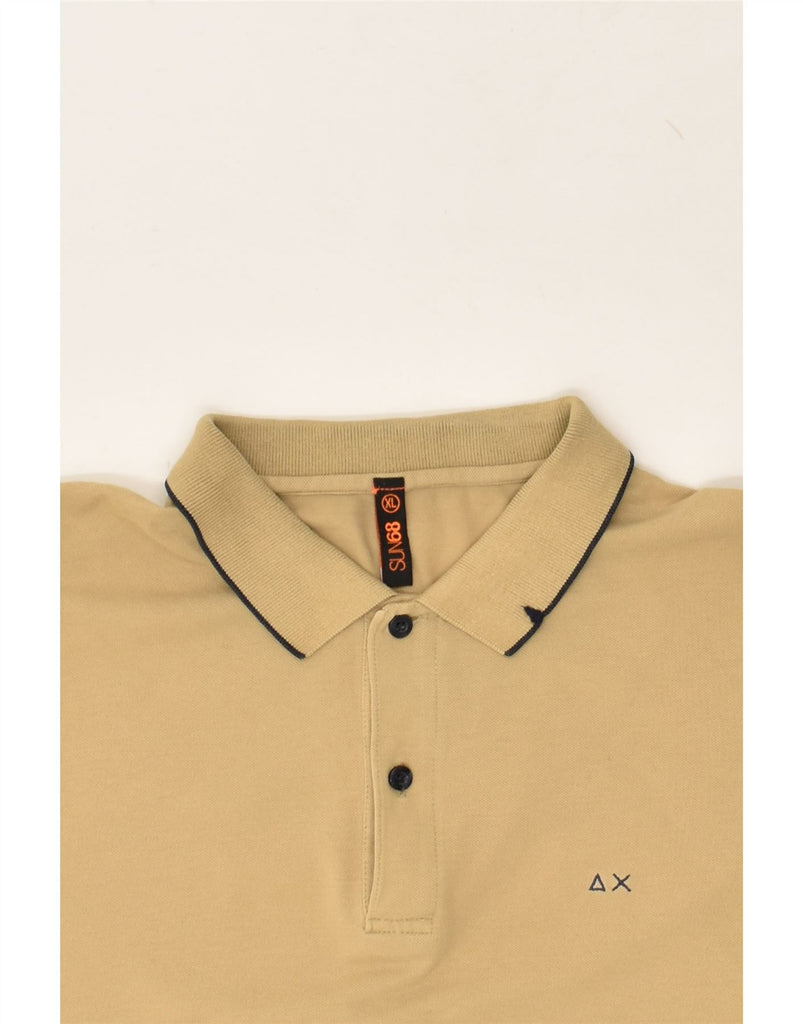 SUN68 Mens Polo Shirt XL Beige Cotton | Vintage Sun68 | Thrift | Second-Hand Sun68 | Used Clothing | Messina Hembry 