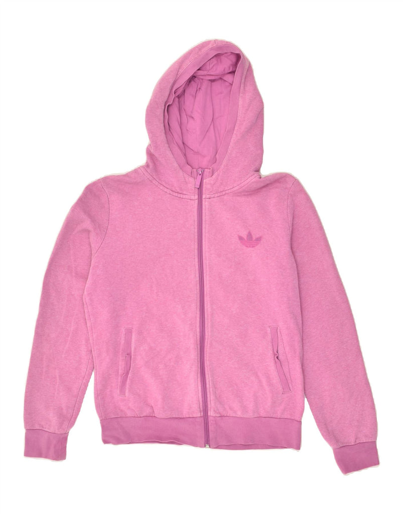 ADIDAS Womens Zip Hoodie Sweater UK 14 Large  Pink Cotton | Vintage Adidas | Thrift | Second-Hand Adidas | Used Clothing | Messina Hembry 