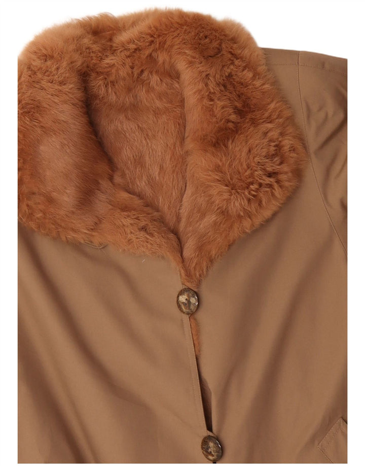 Vintage Womens Sherpa Overcoat UK 14 Large Beige Polyester