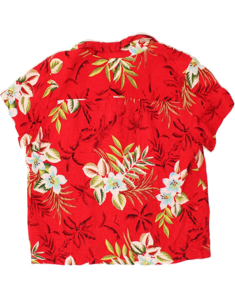 VINTAGE Womens Hawaiian Short Sleeve Shirt US 12/14 Large Red Floral Rayon | Vintage Vintage | Thrift | Second-Hand Vintage | Used Clothing | Messina Hembry 