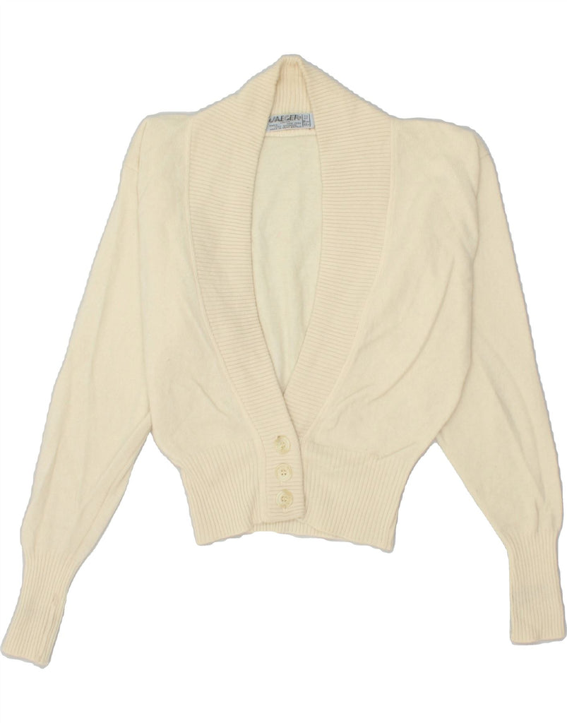 JAEGER Womens Cardigan Sweater UK 12 Medium Off White Cashmere | Vintage Jaeger | Thrift | Second-Hand Jaeger | Used Clothing | Messina Hembry 