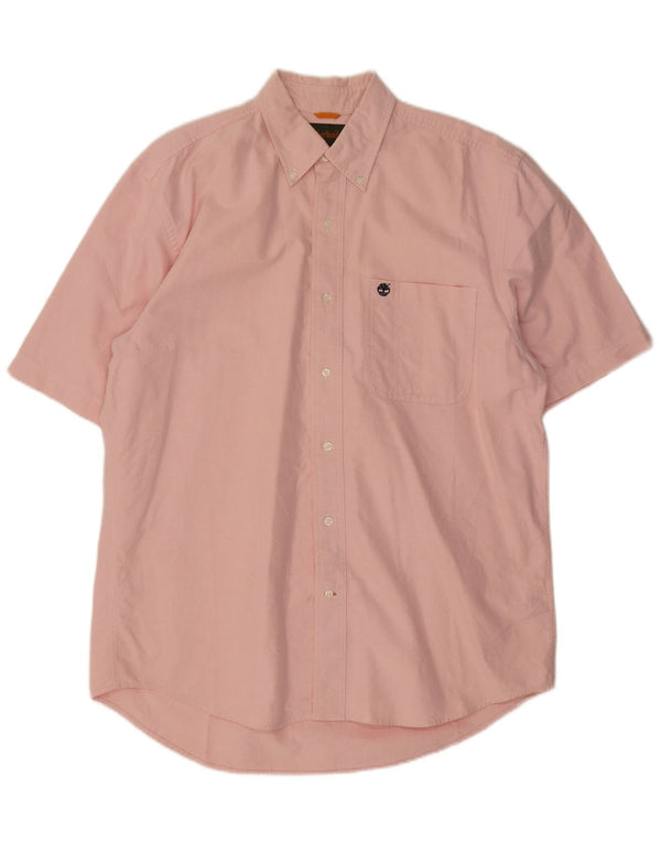 Timberland Mens Short Sleeve Loose Fit Shirt Medium Pink Cotton