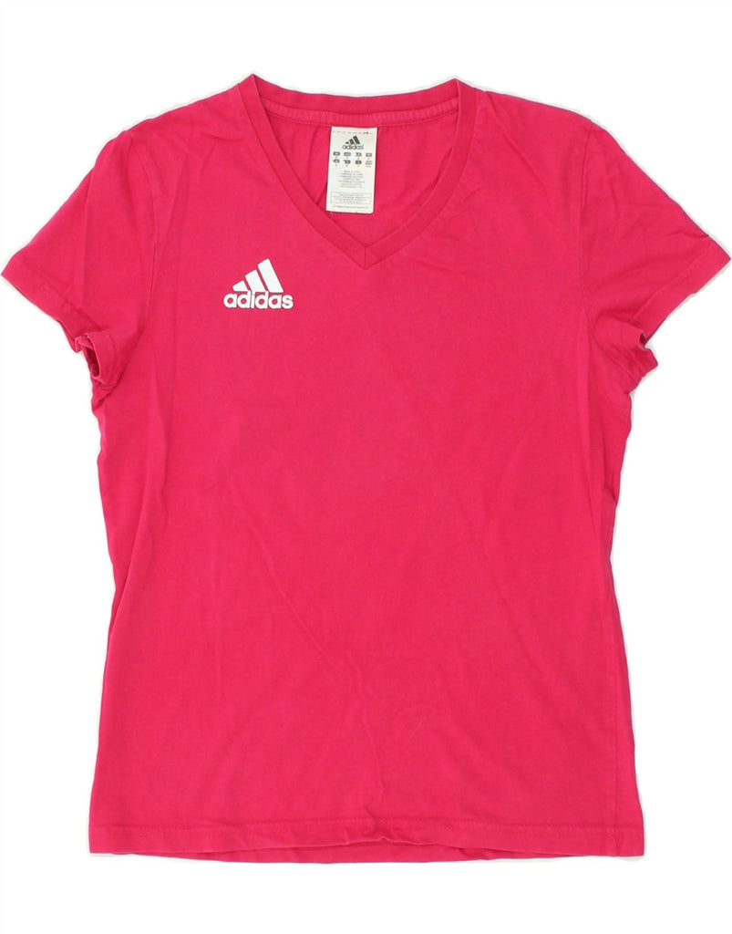 ADIDAS Womens Graphic T-Shirt Top UK 12 Medium Pink Cotton | Vintage Adidas | Thrift | Second-Hand Adidas | Used Clothing | Messina Hembry 