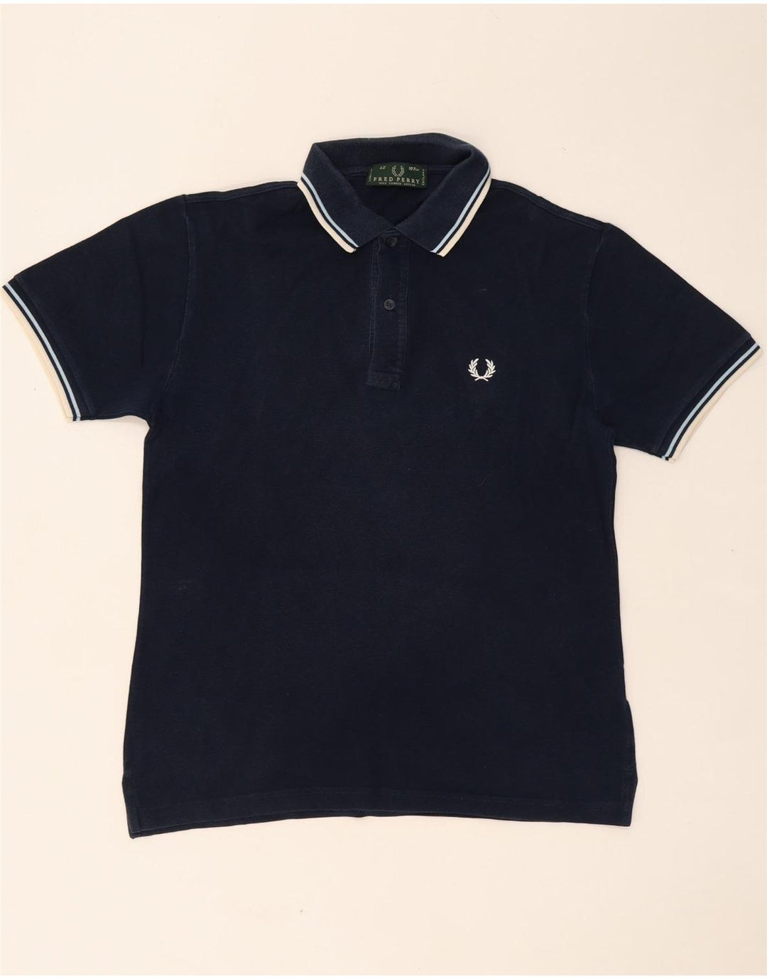 FRED PERRY Mens Polo Shirt Medium Navy Blue Cotton
