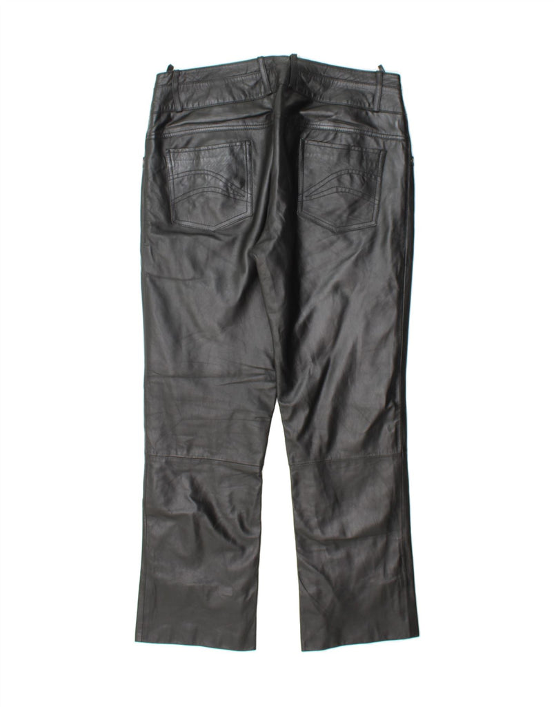 RICANO Womens Straight Leather Trousers W32 L28 Black Vintage Ricano and Second-Hand Ricano from Messina Hembry 