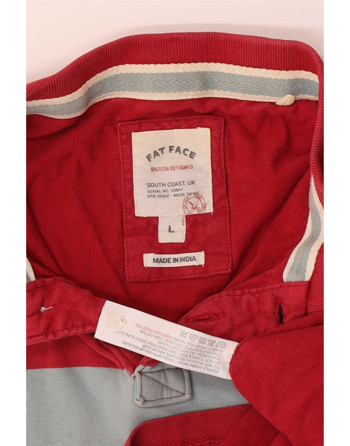 Fat Face Mens Polo Shirt Large Red Striped Cotton