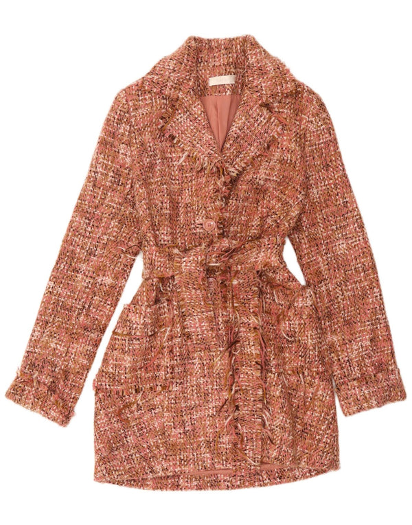 Vintage Womens Overcoat UK 8 Small Pink Flecked