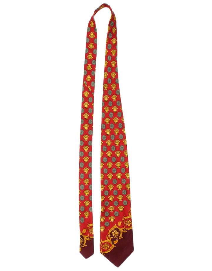 Gianni Versace Mens Graphic Tie One Size Red Silk Designer