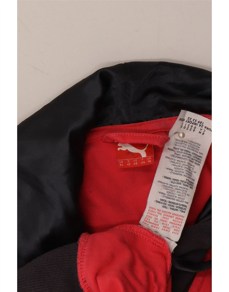 PUMA Womens Zip Hoodie Sweater UK 16 Large  Red Colourblock Cotton Vintage Puma and Second-Hand Puma from Messina Hembry 