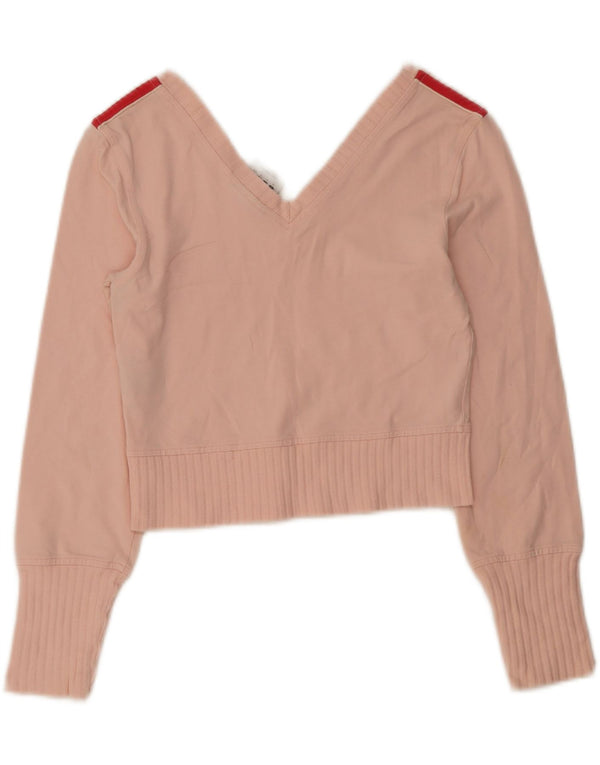 Adidas Womens Crop Top Long Sleeve UK 12 Medium Pink Cotton
