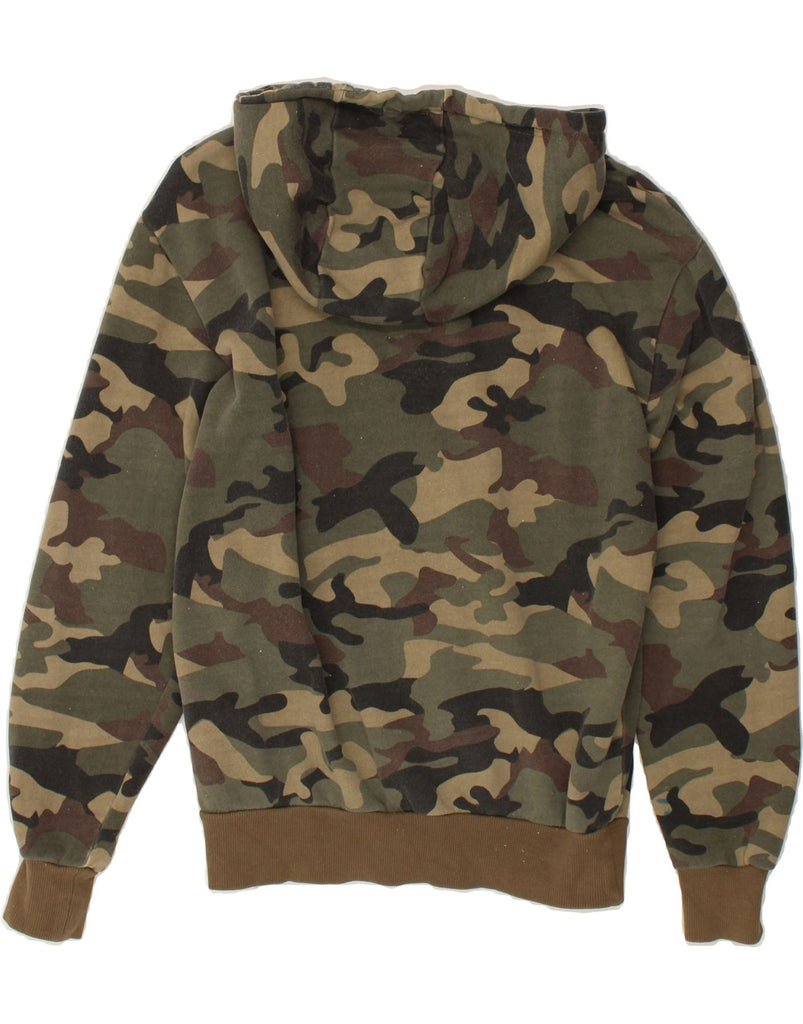 ELLESSE Womens Graphic Hoodie Jumper UK 10 Small Green Camouflage Vintage Ellesse and Second-Hand Ellesse from Messina Hembry 