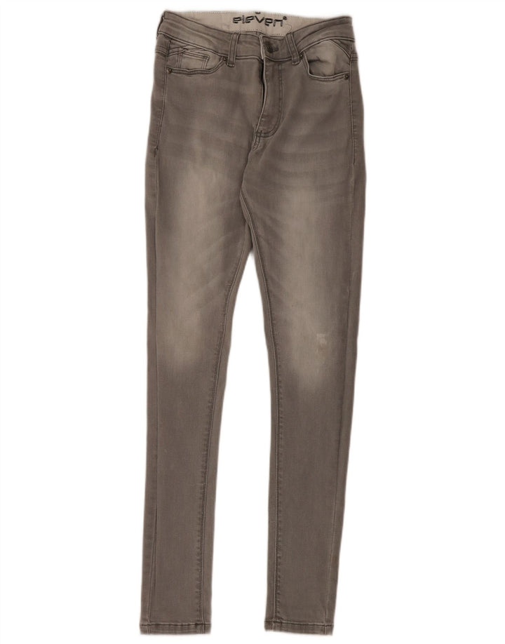 Eleven Degrees Womens Skinny Jeans W28 L30 Grey Cotton