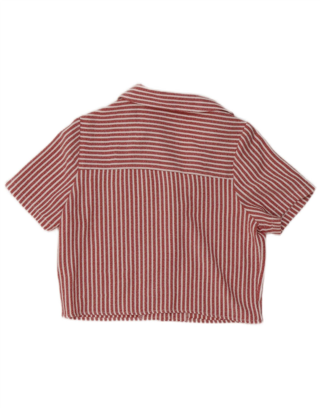 PULL & BEAR Womens Crop Short Sleeve Shirt Blouse UK 6 XS Red Striped