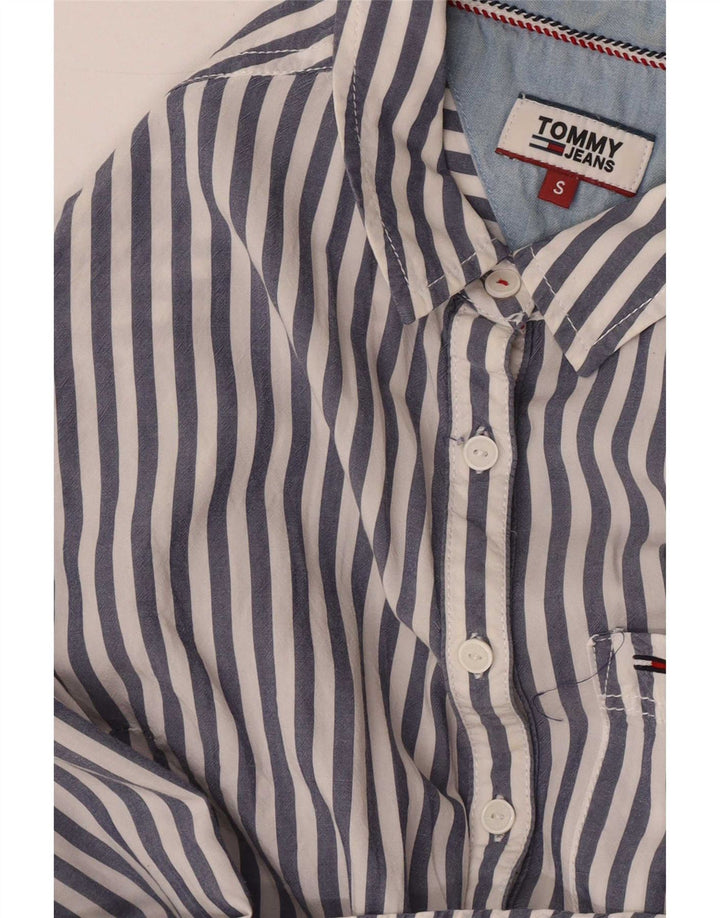 Tommy Hilfiger Womens Shirt UK 10 Small Blue Pinstripe