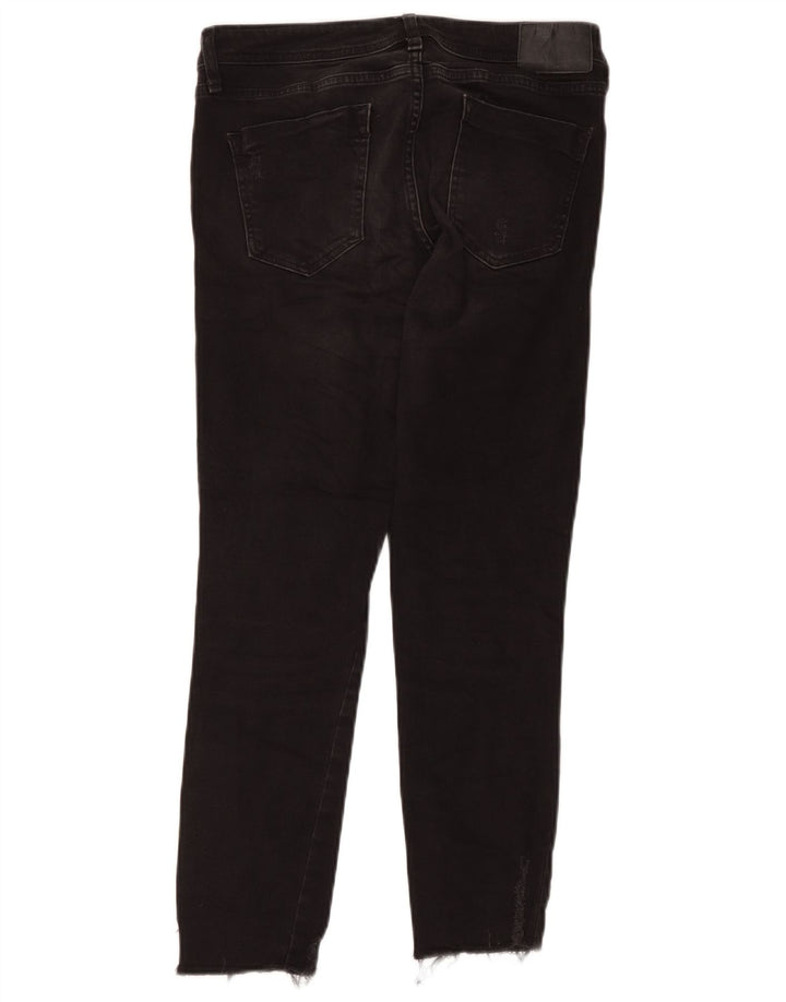 Zara Womens Distressed Slim Jeans EU 38 Small W28 L26 Black Cotton