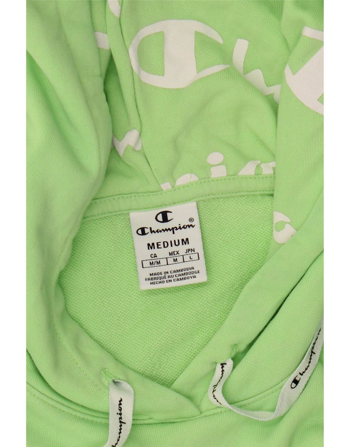 Champion Womens Graphic Hoodie Jumper UK 12 Medium Green