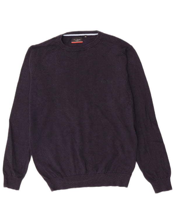 Pierre Cardin Mens Crew Neck Jumper Sweater Medium Navy Blue Cotton