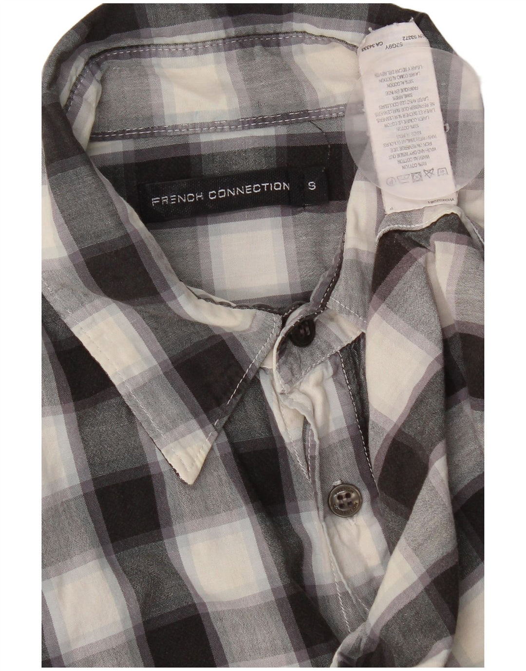 French Connection Mens Shirt Small Black Check Cotton