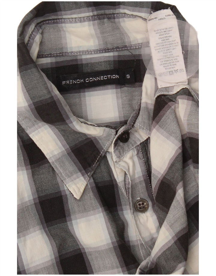 French Connection Mens Shirt Small Black Check Cotton