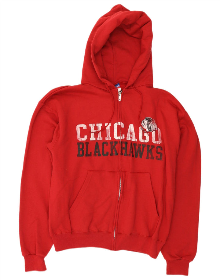 Champion Mens Chicago Blackhawks Graphic Zip Hoodie Sweater Medium Red