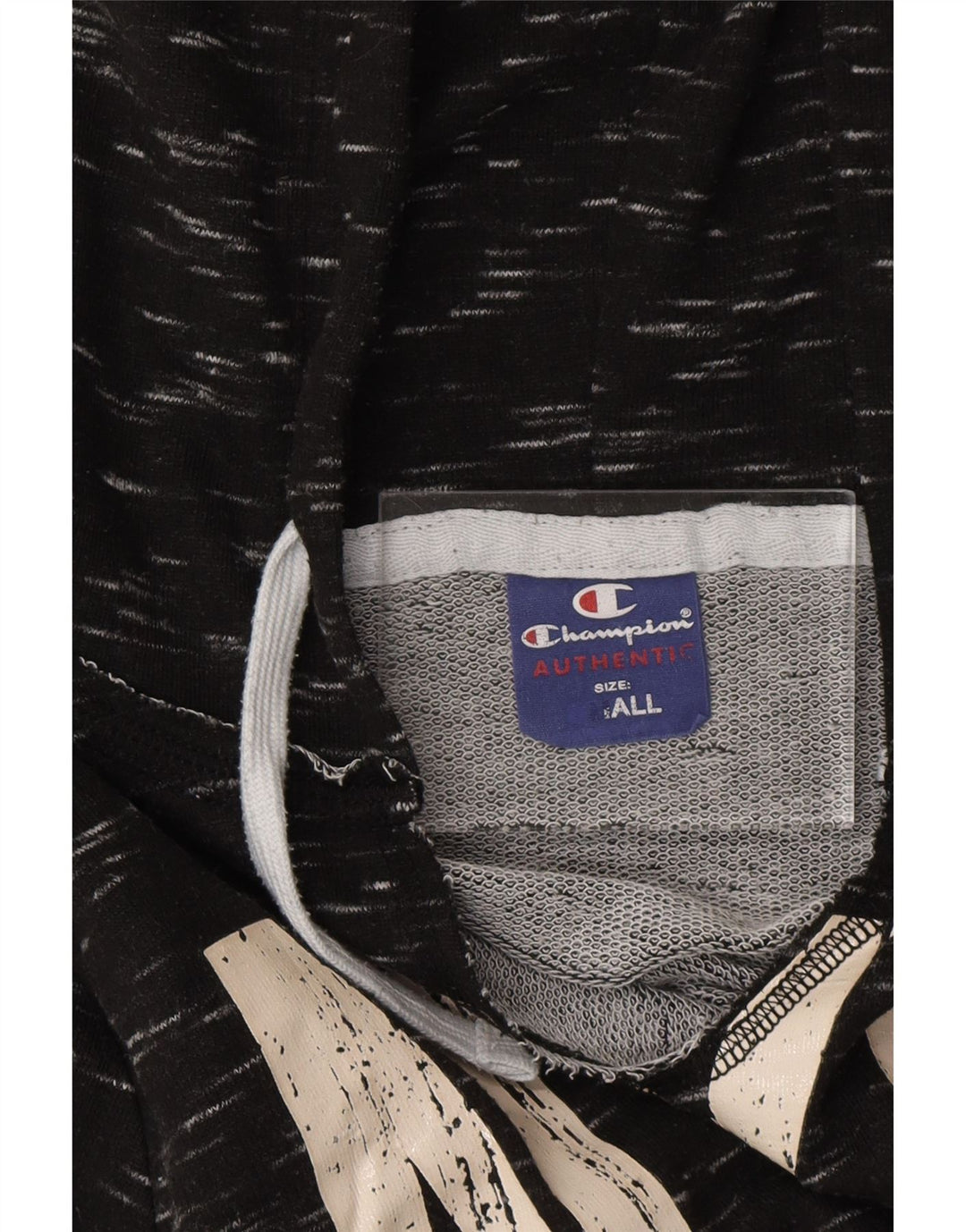 CHAMPION Womens Graphic Hoodie Jumper UK 10 Small Black Flecked