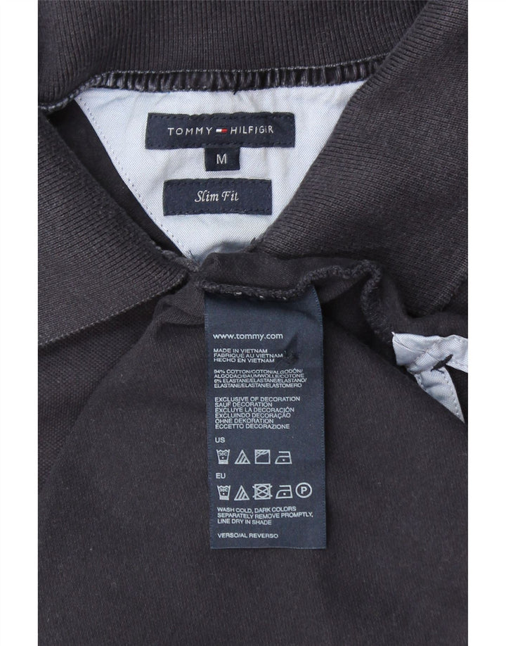 TOMMY HILFIGER Womens Slim Fit Polo Shirt UK 12 Medium Navy Blue