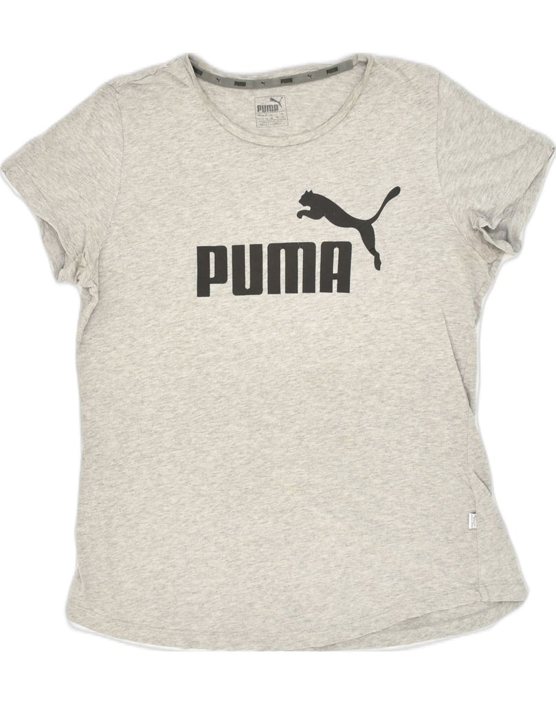 PUMA Womens Graphic T-Shirt Top UK 16 Large Grey Cotton | Vintage Puma | Thrift | Second-Hand Puma | Used Clothing | Messina Hembry 