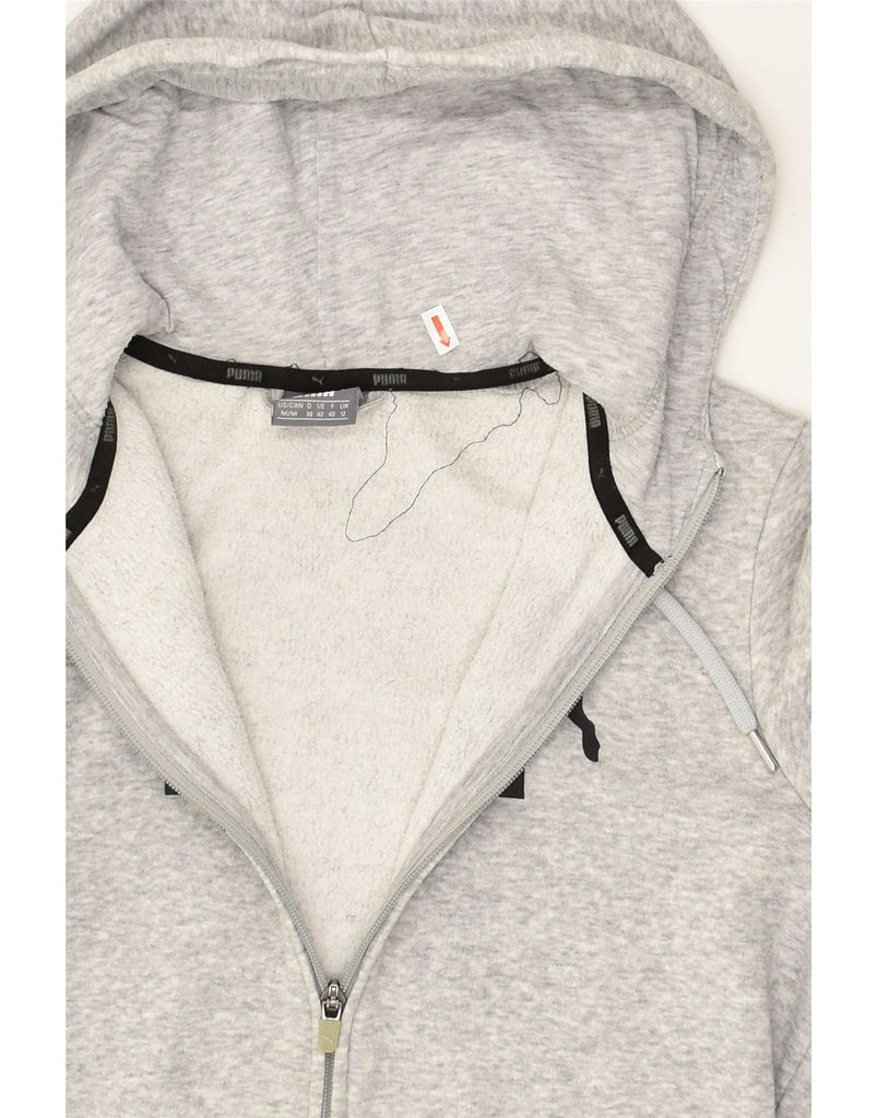 PUMA Womens Graphic Zip Hoodie Sweater UK 12 Medium  Grey Cotton | Vintage Puma | Thrift | Second-Hand Puma | Used Clothing | Messina Hembry 