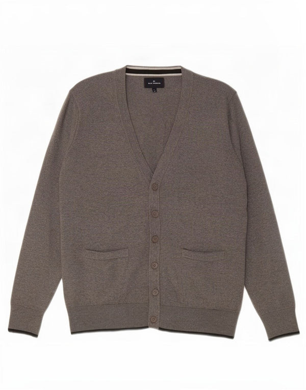 Marks & Spencer Mens Blue Harbour Cardigan Sweater Medium Grey Cotton
