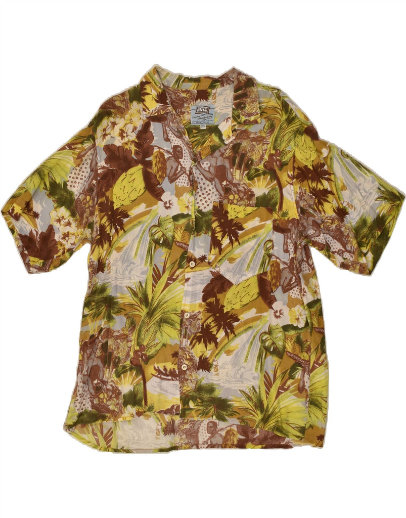 RIFLE Mens Short Sleeve Shirt XS Brown Floral Viscose Hawaiian | Vintage Rifle | Thrift | Second-Hand Rifle | Used Clothing | Messina Hembry 