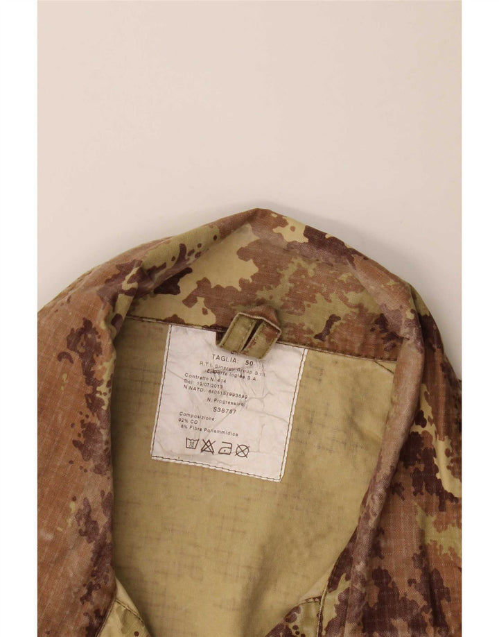 Vintage Mens Military Jacket IT 50 Large Khaki Camouflage Cotton