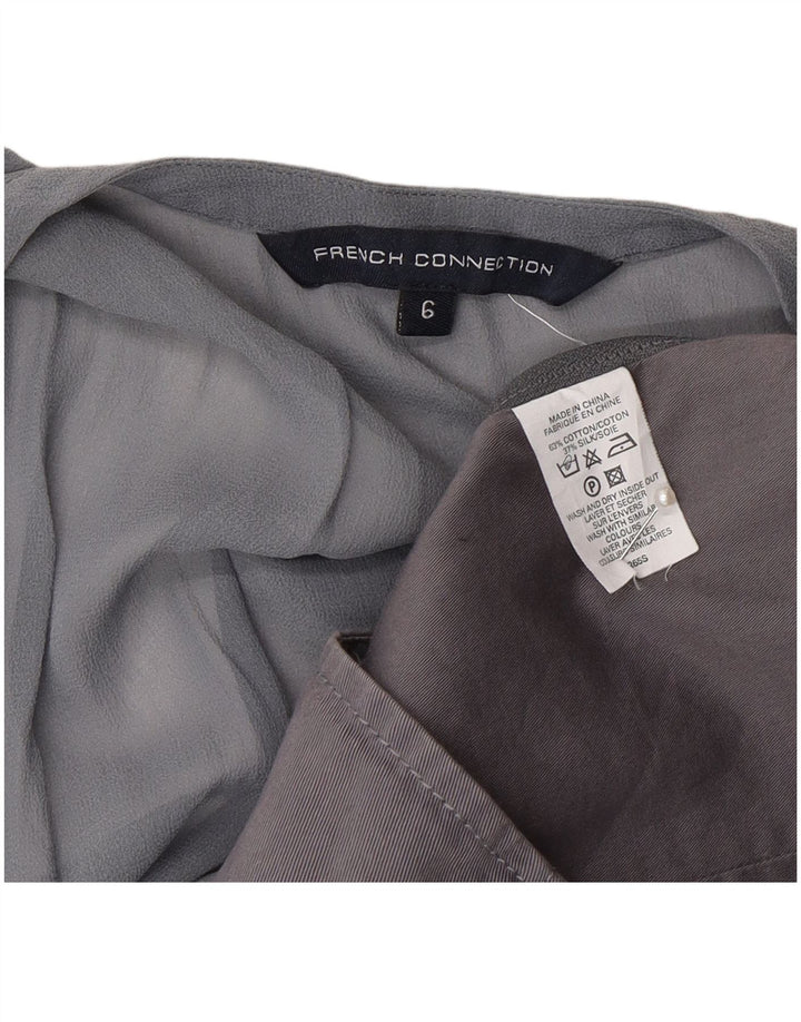 French Connection Womens Blouse Top UK 6 XS Grey Cotton