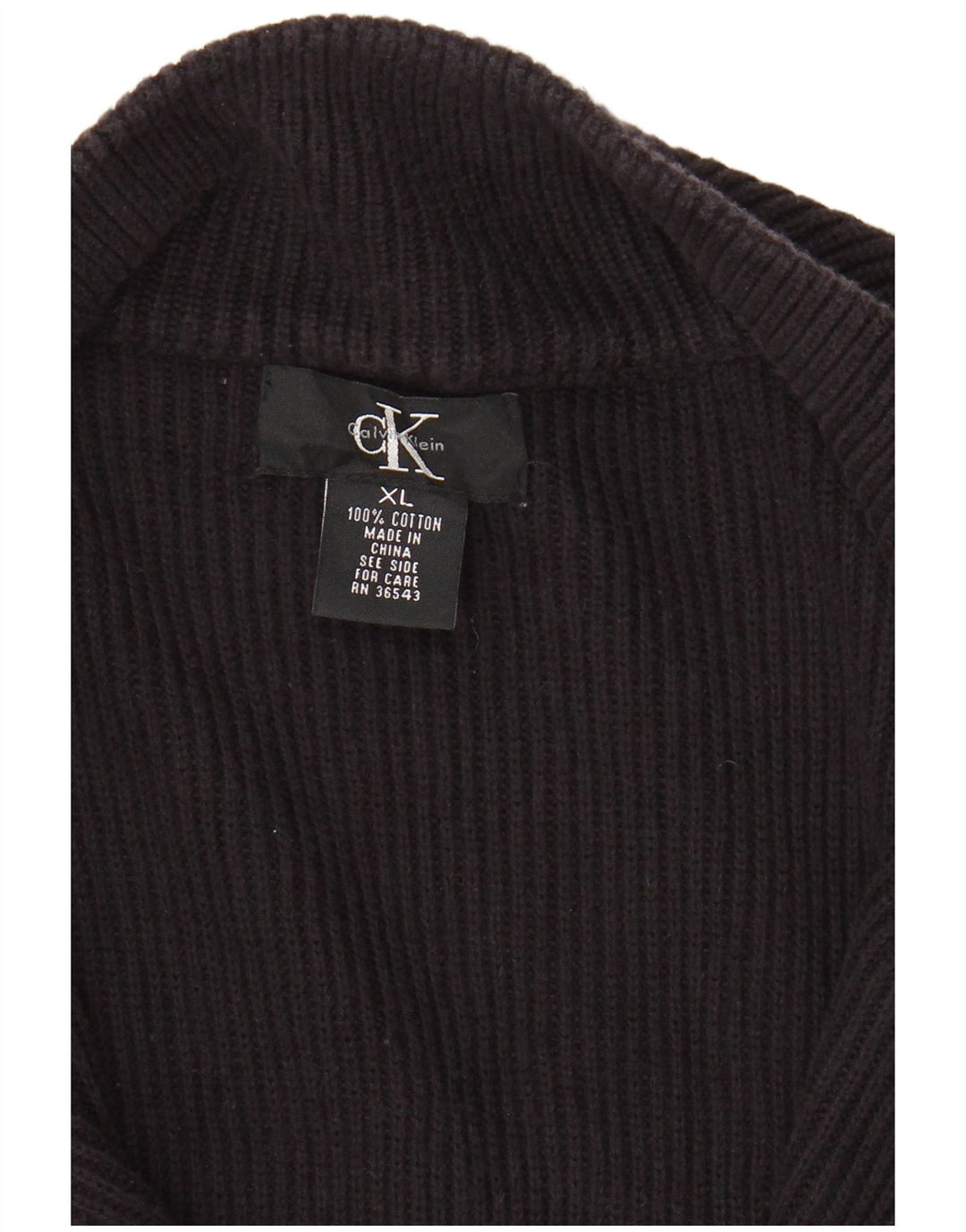 CALVIN KLEIN Mens Zip Neck Jumper Sweater XL Black Cotton