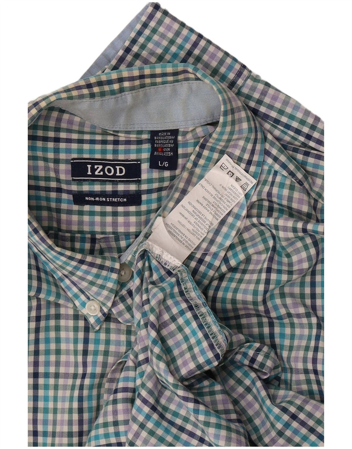 Izod Mens Shirt Large Multicoloured Gingham Cotton