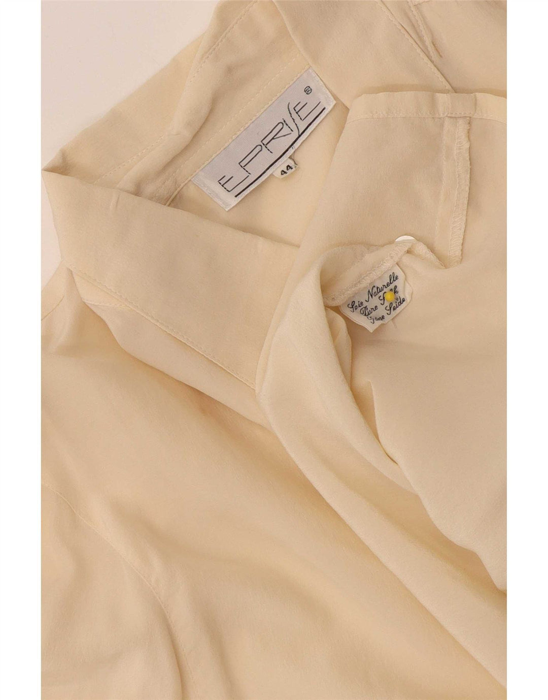 Vintage Womens Longline Oversized Shirt Blouse EU 44 XL Beige Silk