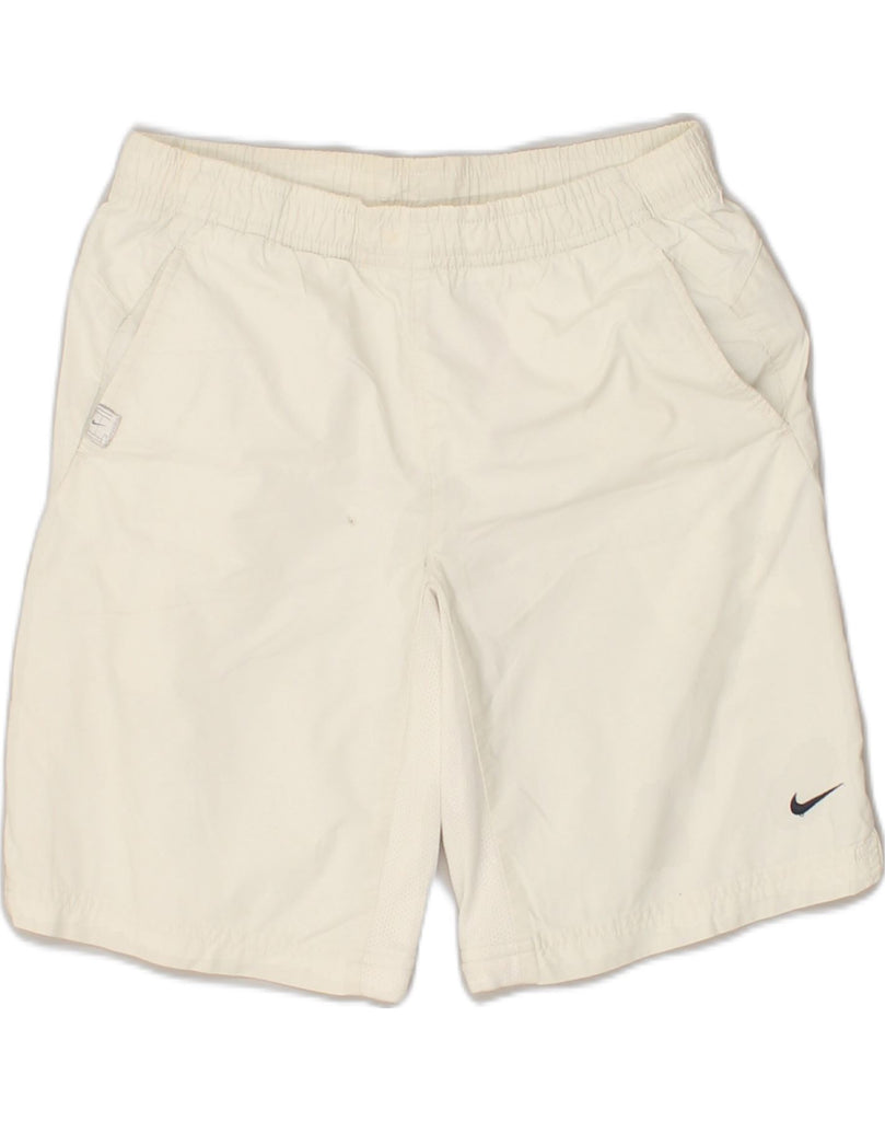 NIKE Boys Sport Shorts 10-11 Years Medium White Cotton | Vintage Nike | Thrift | Second-Hand Nike | Used Clothing | Messina Hembry 